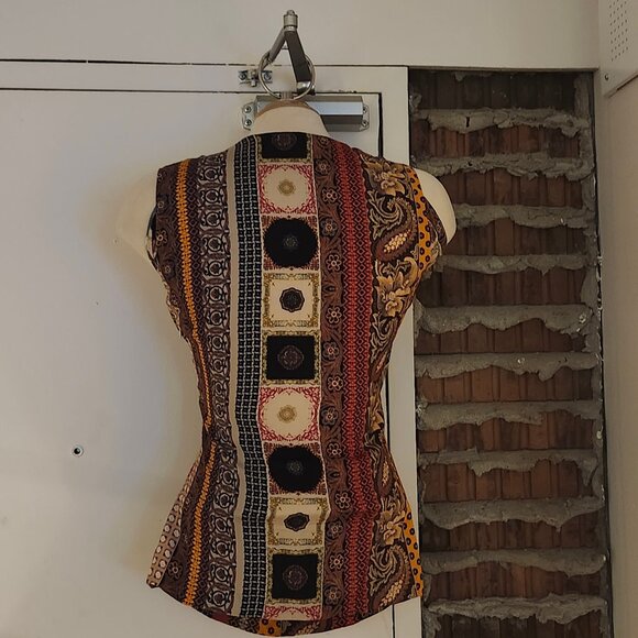 ETRO Silk Top Stretch Tank Invisible Zipper Criss Cross Chest Ruched Size 42 - Picture 2 of 7